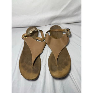 Women's Beige & Gold Thong Sandals US 8